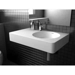 Encanto 700 Solid Surface Wall-Hung Basin, Right-Hand Bowl